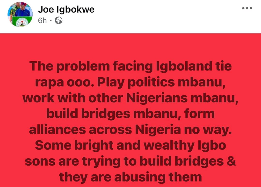 APC chieftain, Joe Igbokwe, points out problems facing Igbos when it comes to politics